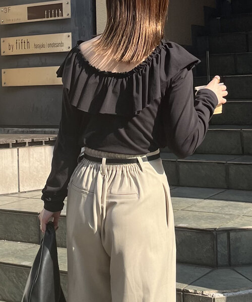 CAPRICIEUX LE'MAGE(カプリシューレマージュ)の「フリル2WAYロンT(Tシャツ/カットソー・レディース・オフホワイト/ブラック・FREE)」の21枚目の写真