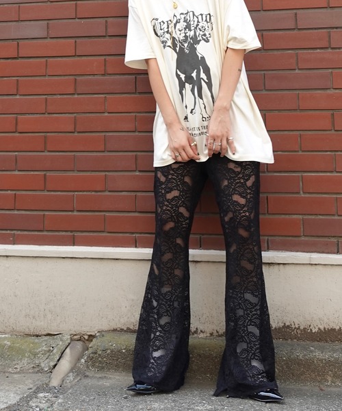TEEN BOOP(ティーンブープ)の「レースフレアPT(その他パンツ・レディース・ブラック/オフホワイト・FREE)」の2枚目の写真