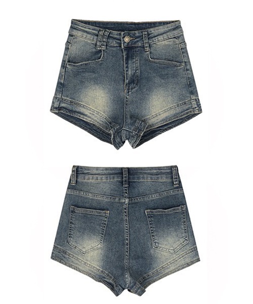 Lace Ladies（レースレディース）の「ユーズド風 ハイウエスト デニム ショート パンツ（デニムパンツ・レディース・ブルー・S/M/L/XL）」の10枚目の写真