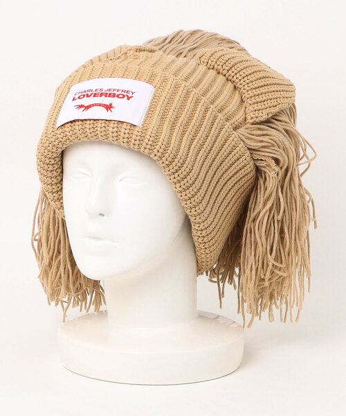 Charles Jeffrey Loverboy(チャールズジェフリーラバーボーイ)の「Charles Jeffrey LOVERBOY/チャールズジェフリーラバーボーイ/SUPERSIZED LION BEANIE(ニットキャップ/ビーニー・メンズ・ベージュ・F)」の3枚目の写真