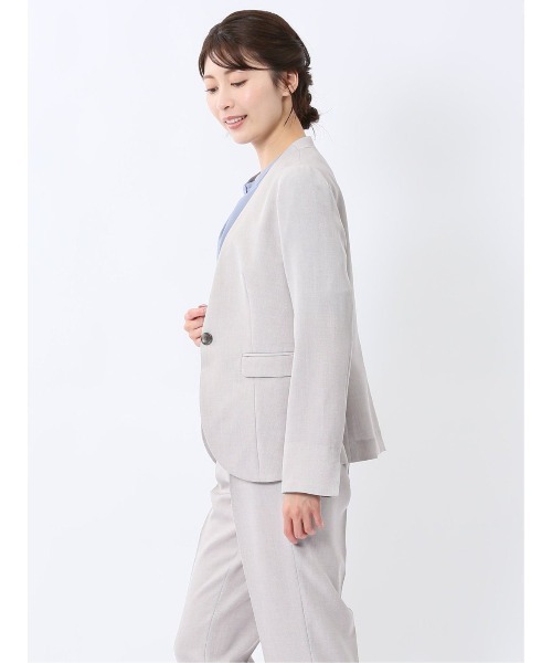 m.f.editorial(エムエフエディトリアル)の「【ストレッチ ウォッシャブル】m.f.エディトリアルレディース カラーレスジャケットグレー(セットアップ可能)(スーツジャケット・レディース・ライトグレー・S/MEDIUM/LARGE/X-LARGE)」の8枚目の写真