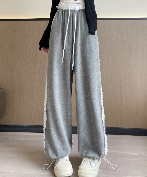 Mejoul（メジュール）の「ウエストサイドレース スウェットイージーパンツ（スウェットパンツ・レディース・ホワイト/ブラック/グレー/ライトグレー・L/M）」の14枚目の写真