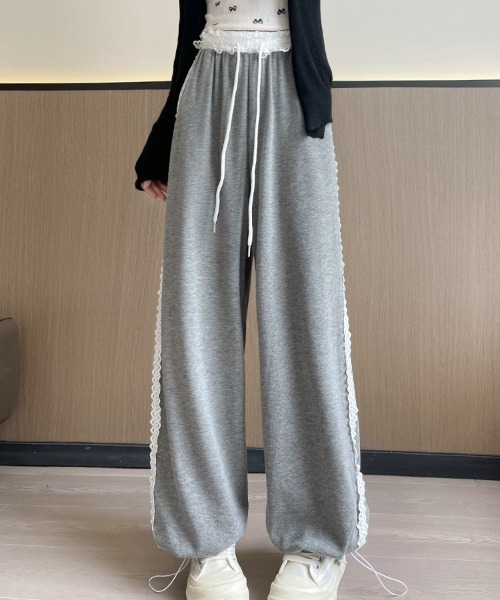 Mejoul（メジュール）の「ウエストサイドレース スウェットイージーパンツ（スウェットパンツ・レディース・ホワイト/ブラック/グレー/ライトグレー・L/M）」の17枚目の写真