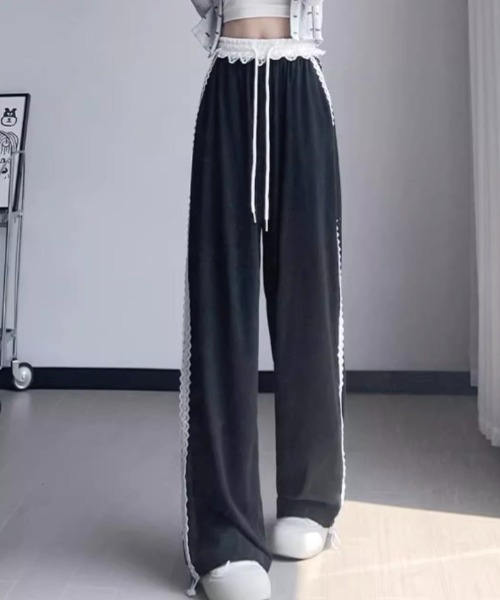 Mejoul（メジュール）の「ウエストサイドレース スウェットイージーパンツ（スウェットパンツ・レディース・ホワイト/ブラック/グレー/ライトグレー・L/M）」の9枚目の写真