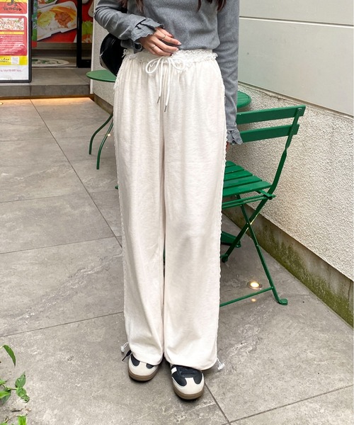Mejoul（メジュール）の「ウエストサイドレース スウェットイージーパンツ（スウェットパンツ・レディース・ホワイト/ブラック/グレー/ライトグレー・L/M）」の19枚目の写真
