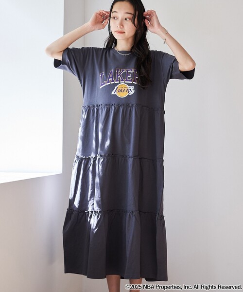セール】NBA別注 ティアードロゴプリントTシャツワンピース