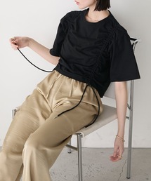 【forksy.】ドロストギャザー クロップド丈Ｔシャツ