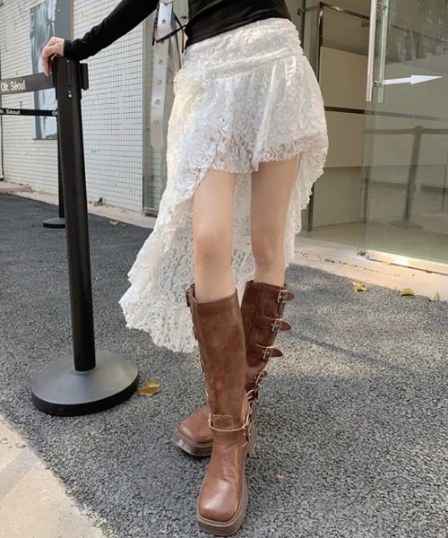 サイドポケットチュールレイヤードスカート(ロング・マキシ丈