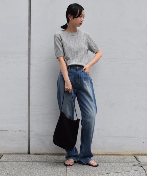 DRESSTERIOR（ドレステリア）の「【前後2WAY/ショート丈】2WAYレースニット（ニット/セーター・レディース・ライトグレー/ブラック/サックスブルー・34/36/38）」の8枚目の写真
