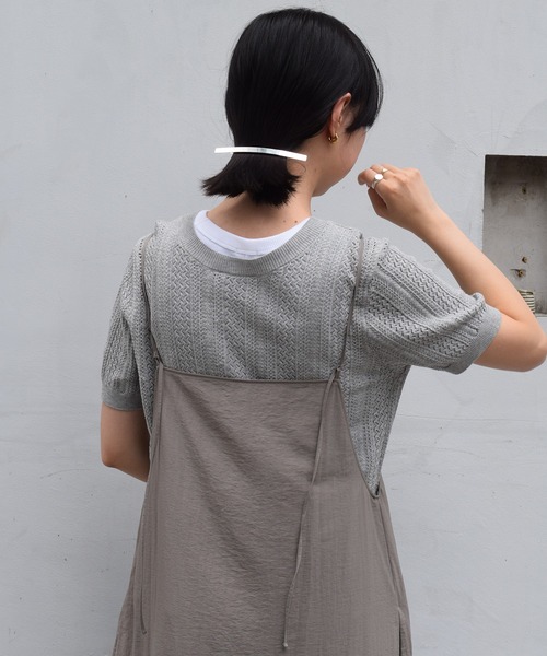 DRESSTERIOR（ドレステリア）の「【前後2WAY/ショート丈】2WAYレースニット（ニット/セーター・レディース・ライトグレー/ブラック/サックスブルー・34/36/38）」の14枚目の写真