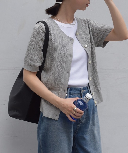 DRESSTERIOR（ドレステリア）の「【前後2WAY/ショート丈】2WAYレースニット（ニット/セーター・レディース・ライトグレー/ブラック/サックスブルー・34/36/38）」の16枚目の写真