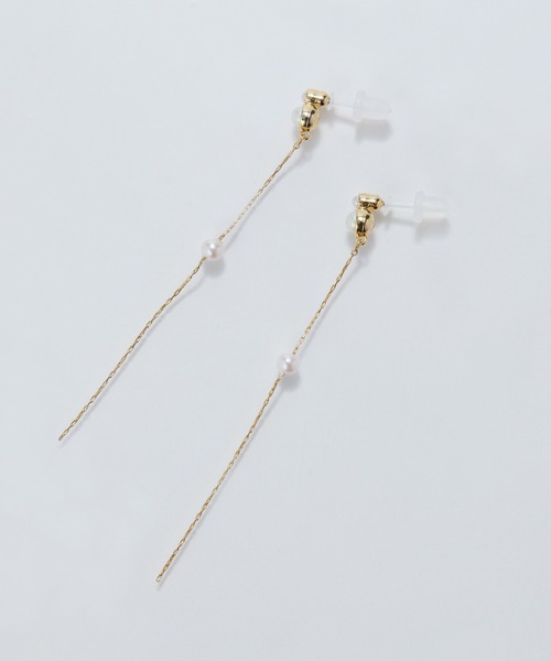 Phoebe（フィービィー）の「【金属アレルギー対応】ルミナスパールロングセラミックピアス（ピアス（両耳用）・レディース・イエローゴールド/シャンパン・FREE）」の3枚目の写真