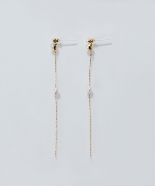 Phoebe（フィービィー）の「【金属アレルギー対応】ルミナスパールロングセラミックピアス（ピアス（両耳用）・レディース・イエローゴールド/シャンパン・FREE）」の4枚目の写真