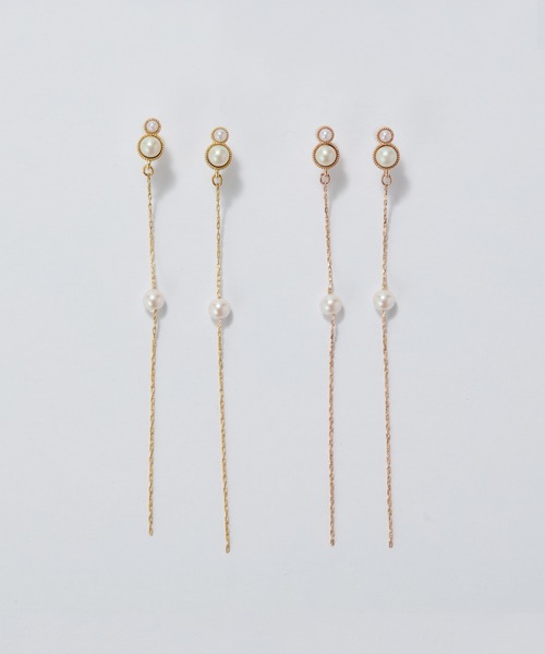 Phoebe（フィービィー）の「【金属アレルギー対応】ルミナスパールロングセラミックピアス（ピアス（両耳用）・レディース・イエローゴールド/シャンパン・FREE）」の10枚目の写真