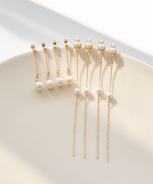 Phoebe（フィービィー）の「【金属アレルギー対応】ルミナスパールロングセラミックピアス（ピアス（両耳用）・レディース・イエローゴールド/シャンパン・FREE）」の11枚目の写真