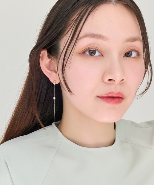 Phoebe（フィービィー）の「【金属アレルギー対応】ルミナスパールロングセラミックピアス（ピアス（両耳用）・レディース・イエローゴールド/シャンパン・FREE）」の12枚目の写真