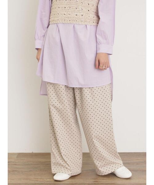 Samansa Mos2（サマンサ モスモス）の「【M/Lサイズ】ドット柄ストレートパンツ（その他パンツ・レディース・ベージュ/オフホワイト/ブラック・M/L）」の14枚目の写真