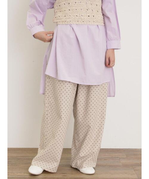Samansa Mos2（サマンサ モスモス）の「【M/Lサイズ】ドット柄ストレートパンツ（その他パンツ・レディース・ベージュ/オフホワイト/ブラック・M/L）」の15枚目の写真