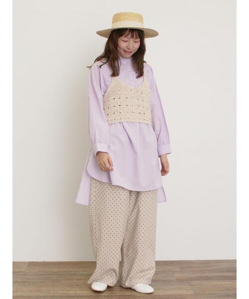 Samansa Mos2（サマンサ モスモス）の「【M/Lサイズ】ドット柄ストレートパンツ（その他パンツ・レディース・ベージュ/オフホワイト/ブラック・M/L）」の18枚目の写真