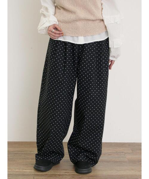 Samansa Mos2（サマンサ モスモス）の「【M/Lサイズ】ドット柄ストレートパンツ（その他パンツ・レディース・ベージュ/オフホワイト/ブラック・M/L）」の19枚目の写真