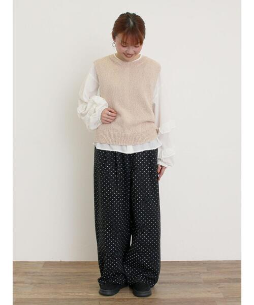 Samansa Mos2（サマンサ モスモス）の「【M/Lサイズ】ドット柄ストレートパンツ（その他パンツ・レディース・ベージュ/オフホワイト/ブラック・M/L）」の21枚目の写真