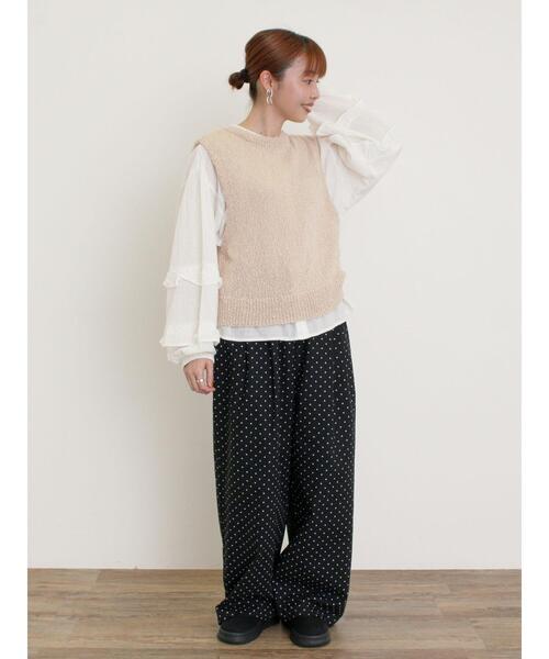 Samansa Mos2（サマンサ モスモス）の「【M/Lサイズ】ドット柄ストレートパンツ（その他パンツ・レディース・ベージュ/オフホワイト/ブラック・M/L）」の22枚目の写真