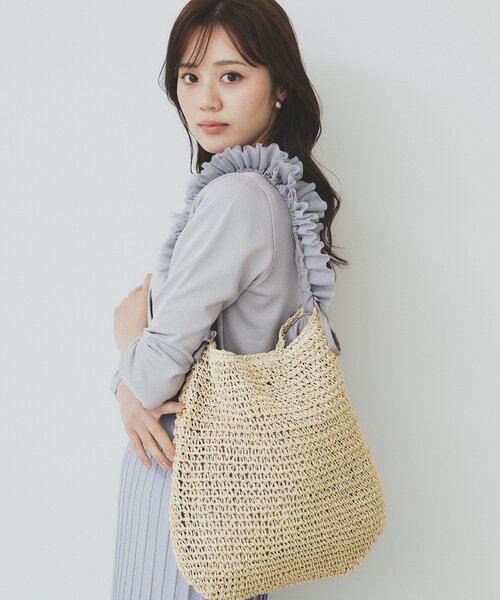 index（インデックス）の「雑材ワンショルダーフリルA4トート（トートバッグ・レディース・ライトベージュ/グレー/ベージュ系その他7・00）」の3枚目の写真