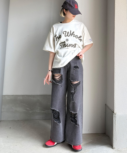 Java(ジャバ)の「《JaVaジャバコラボ》“トレンドを纏う”コード刺繍ロゴTシャツ(オーバーサイズ)(Tシャツ/カットソー・メンズ・オートミール/ブラック/ホワイト・SMALL/MEDIUM/LARGE/X-LARGE)」の5枚目の写真