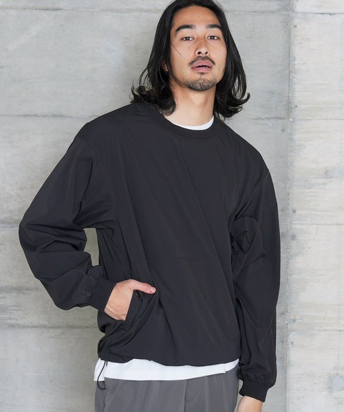 jiggys shop(ジギーズショップ)の「ポリエステルタフタ ドローコード シャーリング プルオーバー ロンT(Tシャツ/カットソー・メンズ・ベージュ/カーキ/チャコールグレー/ブラック・SMALL/X-LARGE/LARGE/MEDIUM)」の1枚目の写真