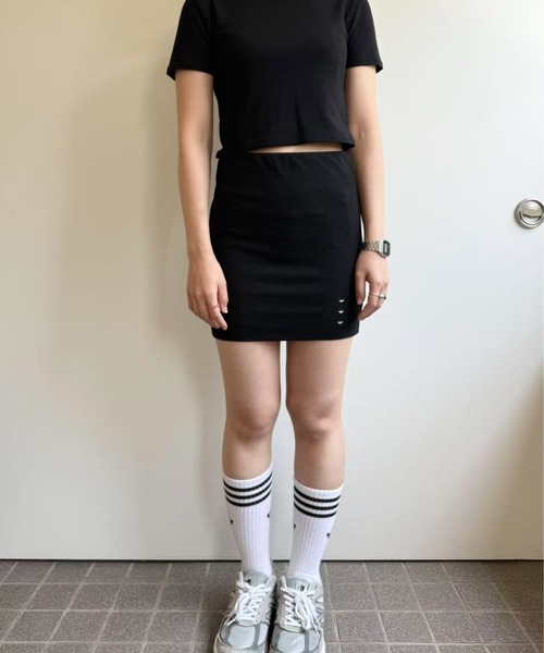 hugi(ハギ)の「TRIPLE HEART MINI SKIRT/トリプルハートミニスカート(スカート・レディース・グレー/ブラック・FREE)」の1枚目の写真