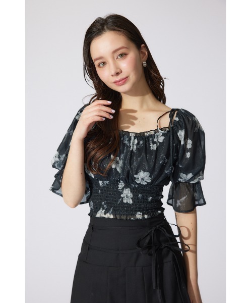 rienda（リエンダ）の「パフスリーブシャーリングブラウス　シアートップス 夏服 半袖（シャツ/ブラウス・レディース・ブラック/ライトイエロー/ベージュ・SMALL/MEDIUM）」の12枚目の写真