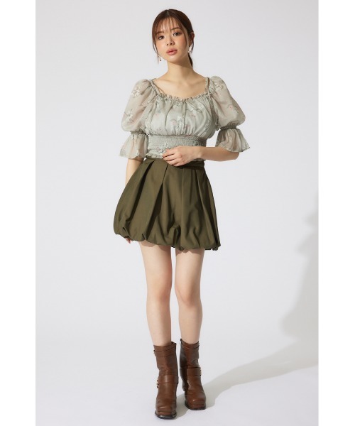 rienda（リエンダ）の「パフスリーブシャーリングブラウス　シアートップス 夏服 半袖（シャツ/ブラウス・レディース・ブラック/ライトイエロー/ベージュ・SMALL/MEDIUM）」の6枚目の写真