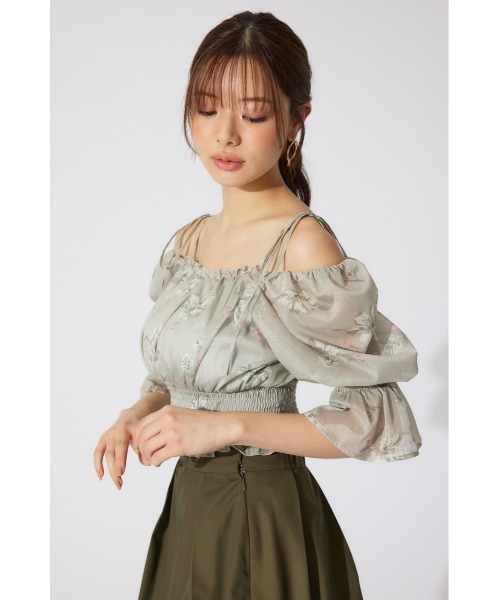 rienda（リエンダ）の「パフスリーブシャーリングブラウス　シアートップス 夏服 半袖（シャツ/ブラウス・レディース・ブラック/ライトイエロー/ベージュ・SMALL/MEDIUM）」の8枚目の写真