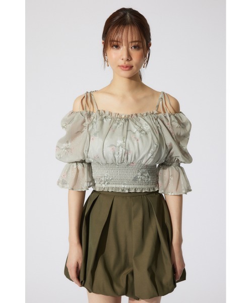 rienda（リエンダ）の「パフスリーブシャーリングブラウス　シアートップス 夏服 半袖（シャツ/ブラウス・レディース・ブラック/ライトイエロー/ベージュ・SMALL/MEDIUM）」の20枚目の写真