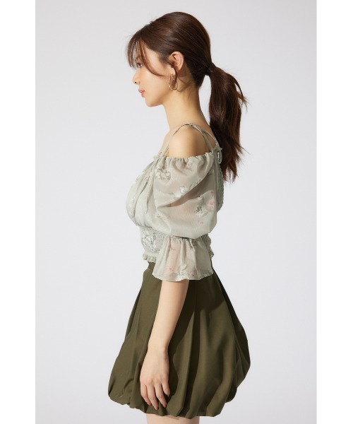 rienda（リエンダ）の「パフスリーブシャーリングブラウス　シアートップス 夏服 半袖（シャツ/ブラウス・レディース・ブラック/ライトイエロー/ベージュ・SMALL/MEDIUM）」の21枚目の写真