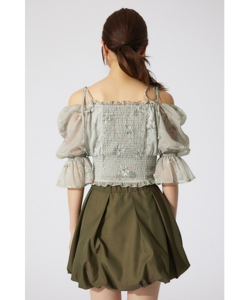 rienda（リエンダ）の「パフスリーブシャーリングブラウス　シアートップス 夏服 半袖（シャツ/ブラウス・レディース・ブラック/ライトイエロー/ベージュ・SMALL/MEDIUM）」の22枚目の写真