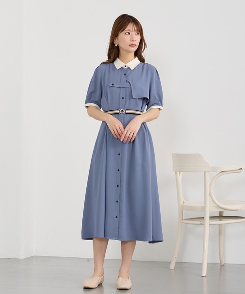 NICOLE CLUB(ニコル クラブ)の「フロントタブデザインワンピース(ワンピース・レディース・ベージュ/グリーン/ブルー・MEDIUM)」の21枚目の写真