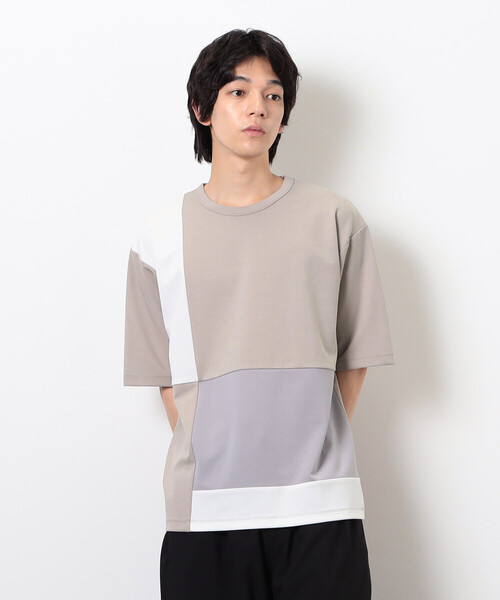 COMME CA ISM（コムサイズム）の「カラーブロッキング Ｔシャツ（Tシャツ/カットソー・メンズ・ホワイト/ベージュ/ブラック/サックスブルー・MEDIUM/LARGE/X-LARGE）」の4枚目の写真