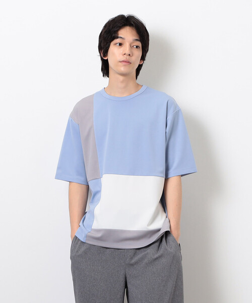 COMME CA ISM（コムサイズム）の「カラーブロッキング Ｔシャツ（Tシャツ/カットソー・メンズ・ホワイト/ベージュ/ブラック/サックスブルー・MEDIUM/LARGE/X-LARGE）」の2枚目の写真