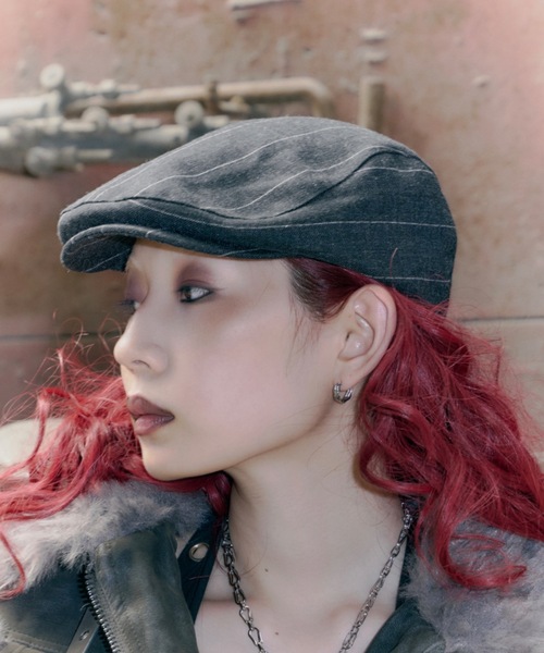 DTYYPE（ドタイプ）の「ピンストライプハンチング帽（ハンチング/ベレー帽・レディース・ブラック/ナチュラル・FREE）」の9枚目の写真