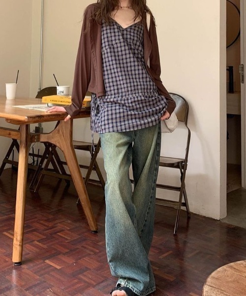 Achic(アシック)の「ギンガムチェックキャミ(Tシャツ/カットソー・レディース・ダークブルー/ホワイト・M)」の13枚目の写真