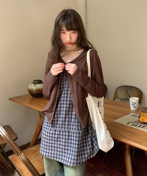 Achic(アシック)の「ギンガムチェックキャミ(Tシャツ/カットソー・レディース・ダークブルー/ホワイト・M)」の15枚目の写真