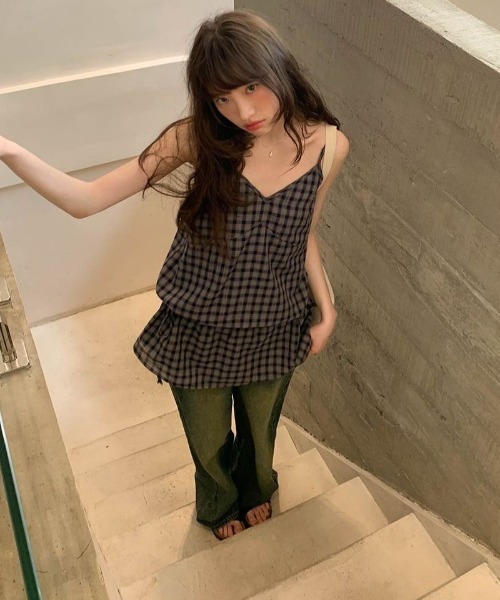Achic(アシック)の「ギンガムチェックキャミ(Tシャツ/カットソー・レディース・ダークブルー/ホワイト・M)」の22枚目の写真
