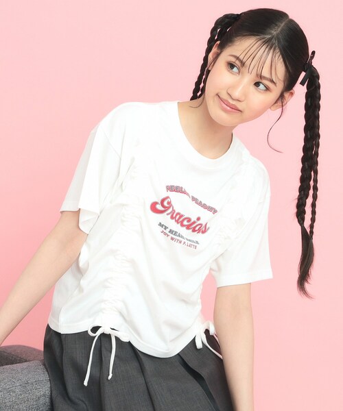 セール】フロントドロストリボンTシャツ（Tシャツ/カットソー