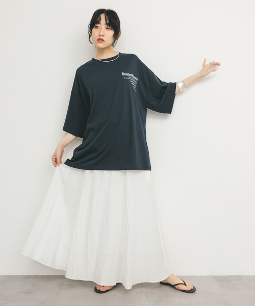 KBF（ケイビーエフ）の「フレアイージースカート（スカート・レディース・ダークブラウン/オフホワイト/ブラック・ONE）」の9枚目の写真