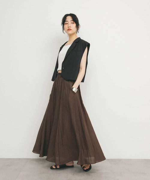KBF（ケイビーエフ）の「フレアイージースカート（スカート・レディース・ダークブラウン/オフホワイト/ブラック・ONE）」の21枚目の写真