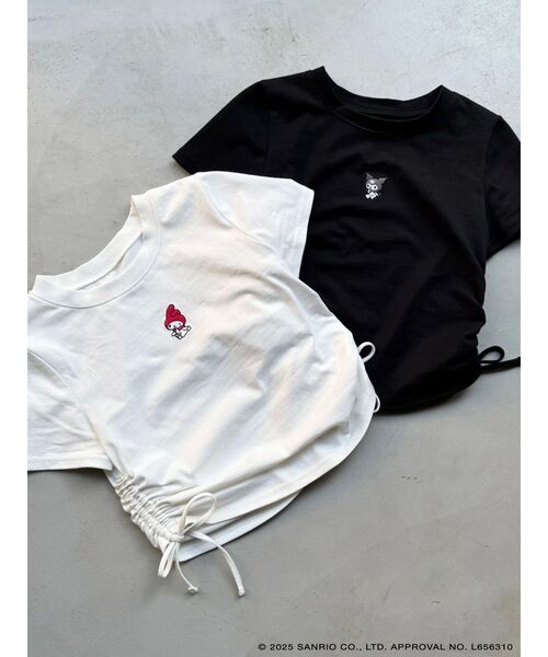 AIR SPACE × サンリオ クロミちゃん刺繍ロゴ クロップドTシャツ メロクロコラボ】クロミワンポイント刺繍クロップドTシャツ（T