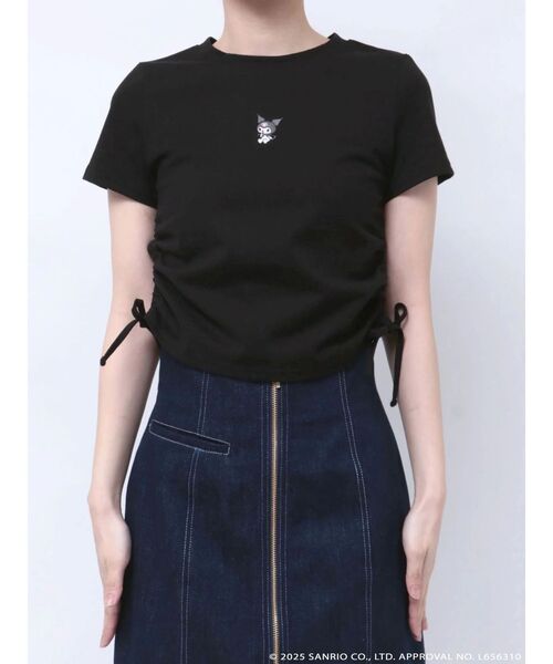 tシャツ 「メロクロコラボ」クロミワンポイント刺繍クロップドTシャツ レディース メロクロコラボ】クロミワンポイント刺繍クロップドTシャツ（T