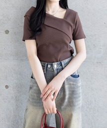 CLEAR BASIC | クロスリブ半袖カットソー［大人 カジュアル 着回し抜群］≪CLEAR BASIC≫(Tシャツ/カットソー)