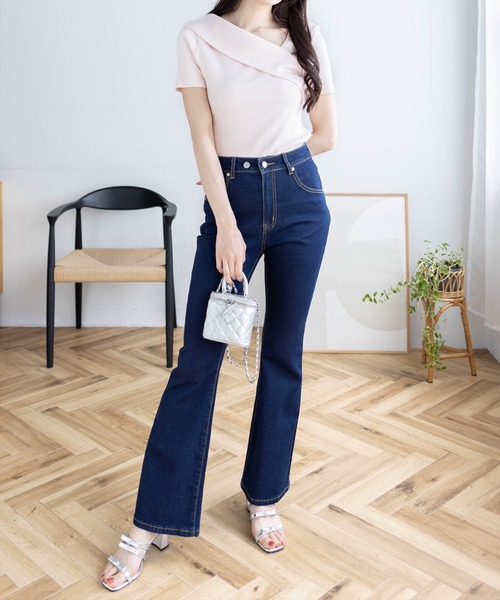 CLEAR BASIC（クリアベーシック）の「クロスリブ半袖カットソー［大人 カジュアル 着回し抜群］≪SS新作≫（Tシャツ/カットソー・レディース・オフホワイト/ブラック/サックスブルー/ピンク/ブラウン/カーキ/ボルドー・F）」の20枚目の写真